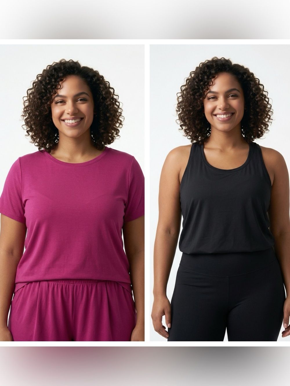 ATHLETIC WORKS | 2 Athletic Workout Tops Black Tank Burgundy Tee Women’s XL & 2X